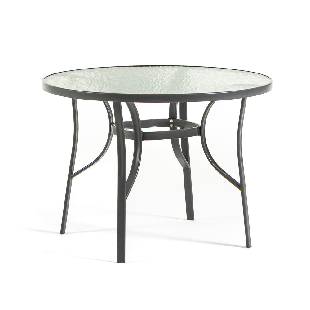DARIO runder Gartentisch Ø100 cm aus Stahl und Glas